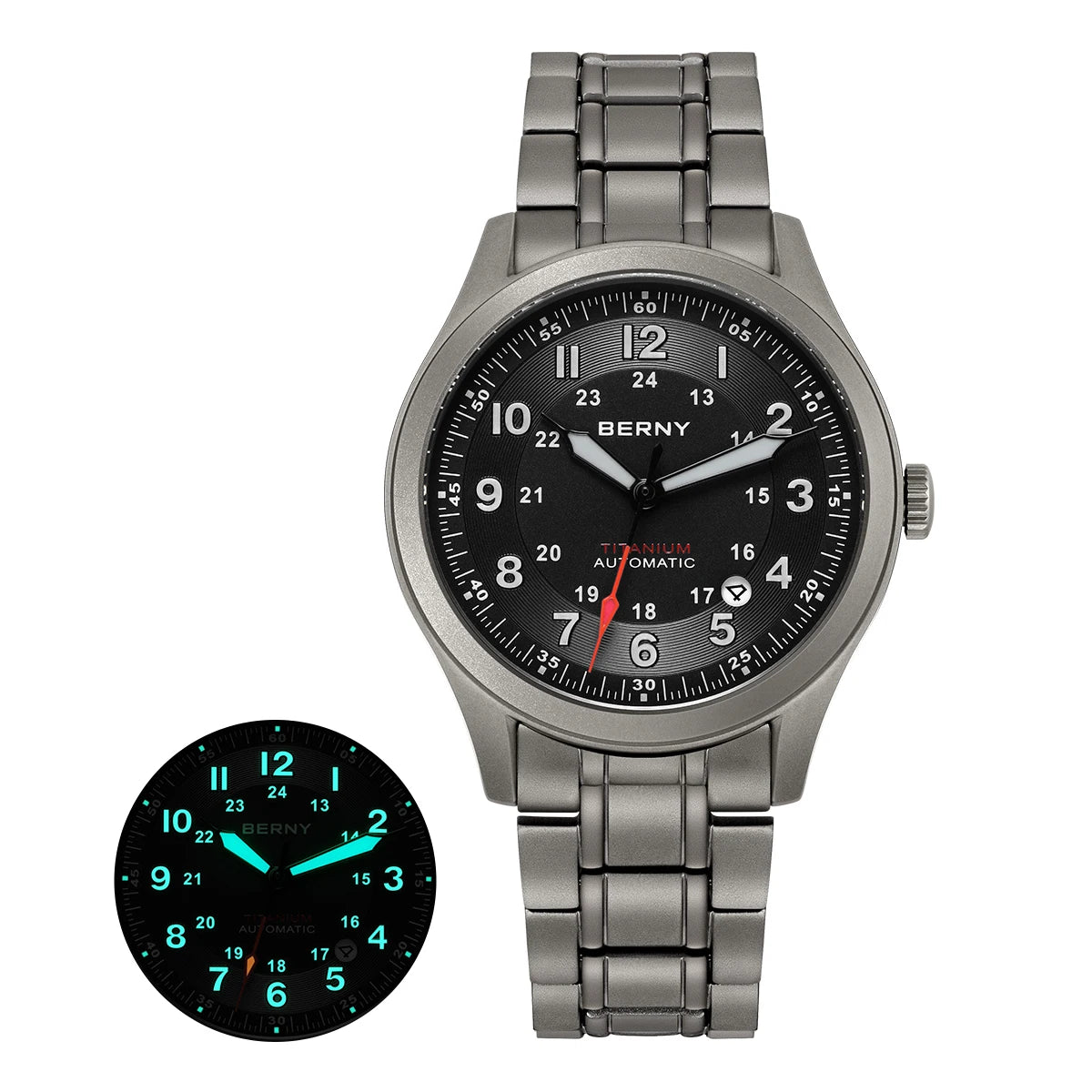 BERNY Titanium Automatic Field Watch — Super Luminous Outdoor Sports Watch