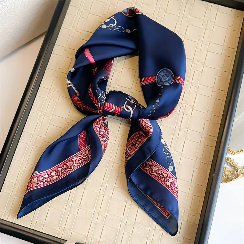 SENAIFEI Printed Silk Scarf — Luxury Square Shawl & Decorative Headband