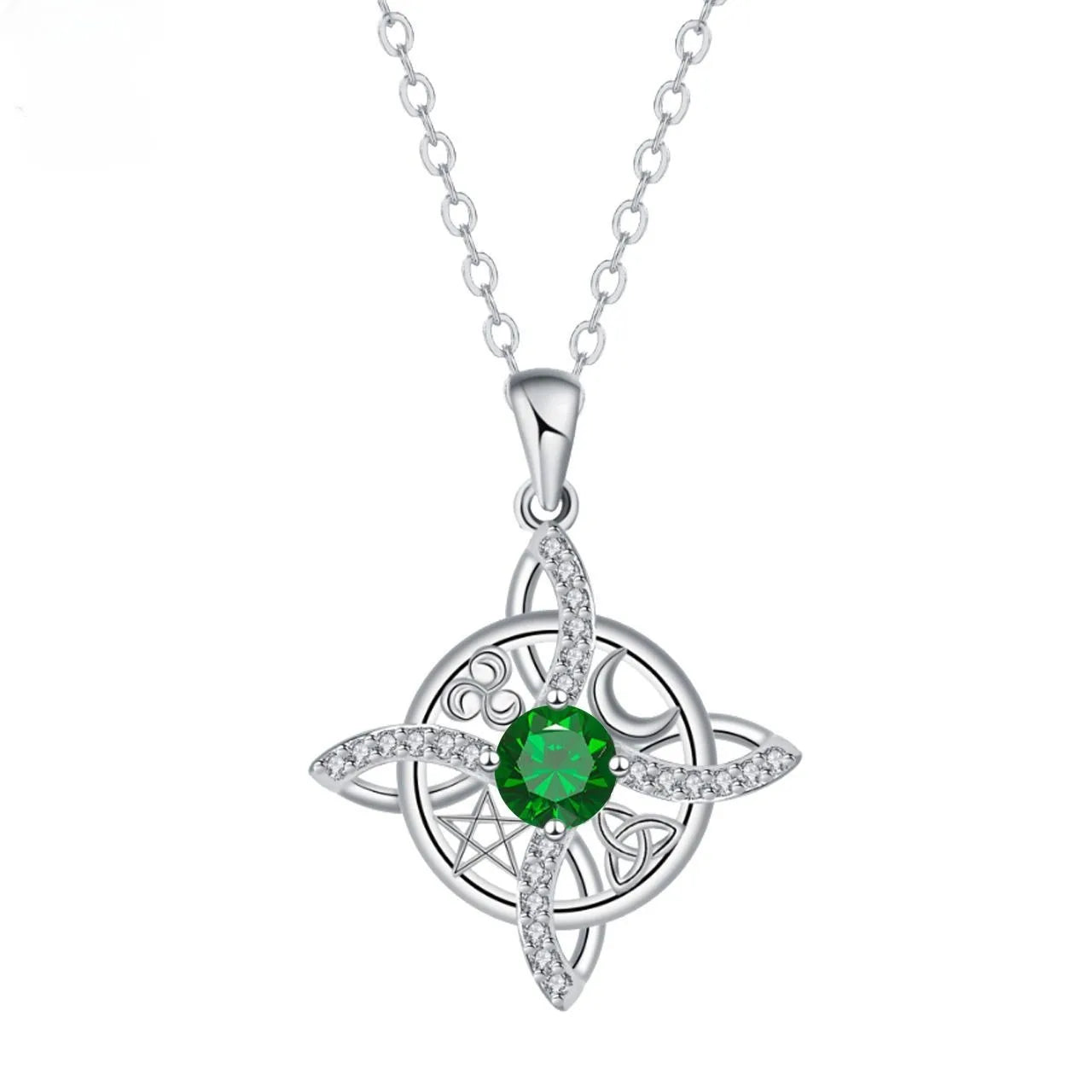 YILUOCD Mystical Birthstone Witches Knot Necklace — Vintage Crystal Pendant