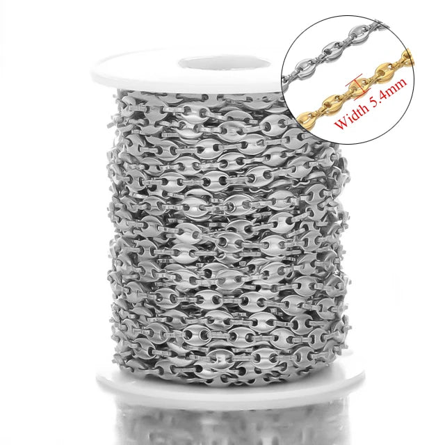 Stainless Steel Jewelry Chain — 1M Gold or Steel Link Chain for DIY Crafts