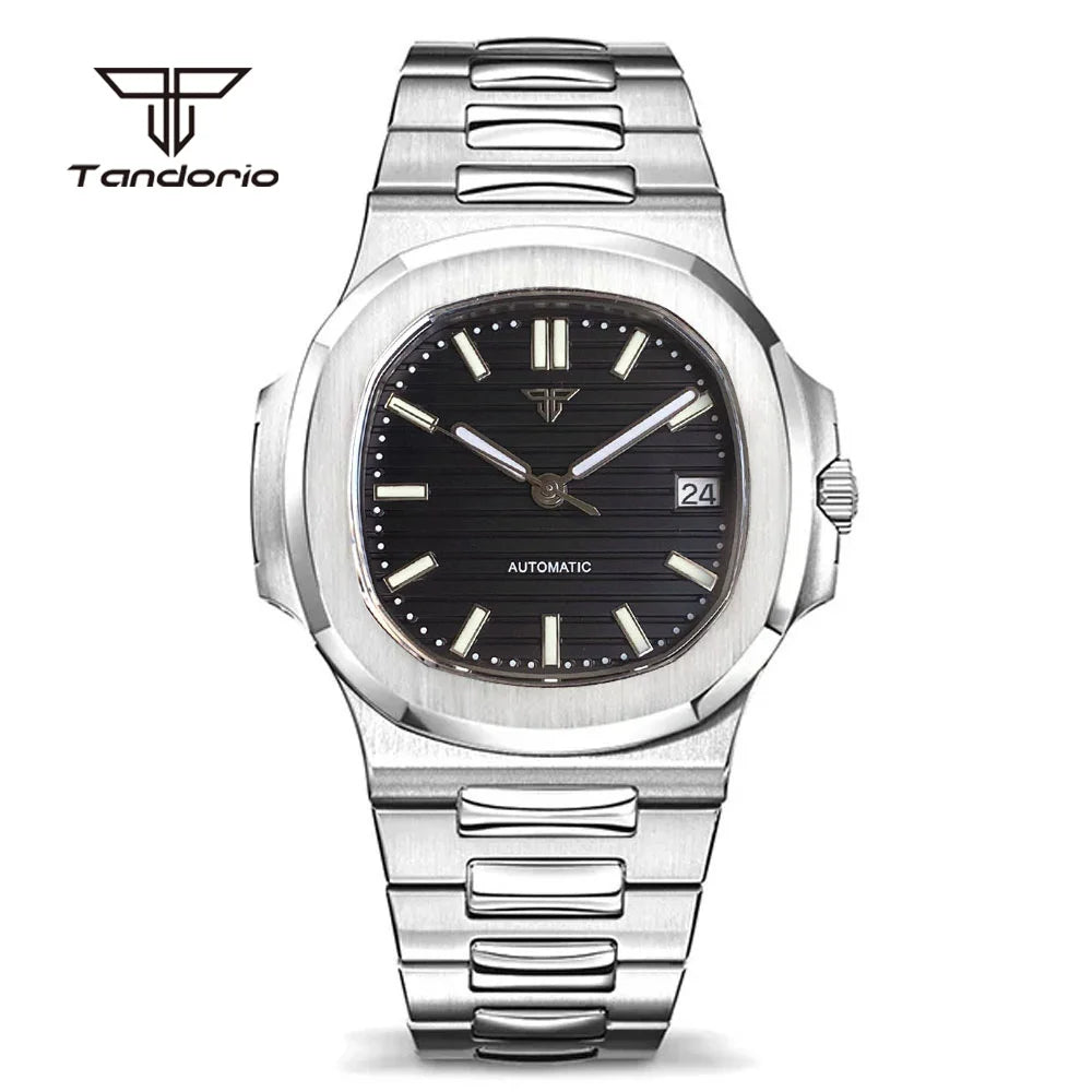 tandorio Square Automatic Watch — 40mm Stainless Steel Mechanical Wristwatch