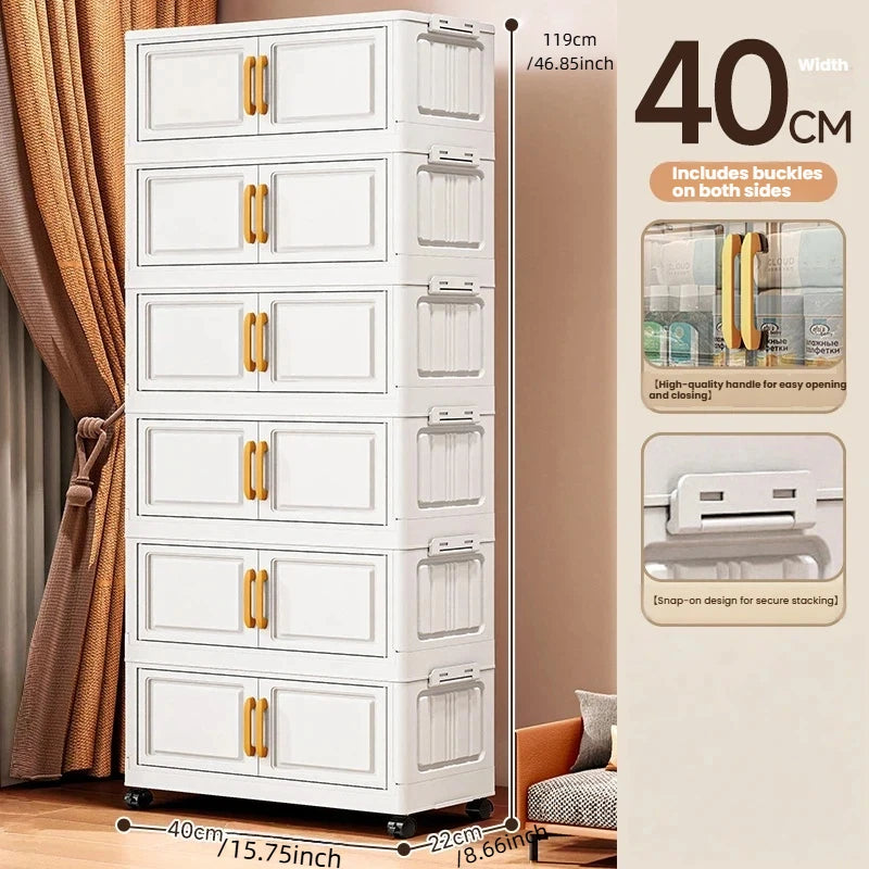 Foldable Double-Door Storage Cabinet — Space-Saving Floor Standing Organizer