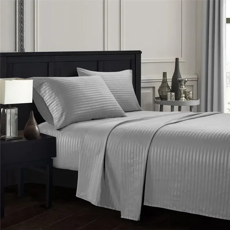 mystybloom Embossed Brushed Stripe Bedding Set — Soft Textured Sheet Collection