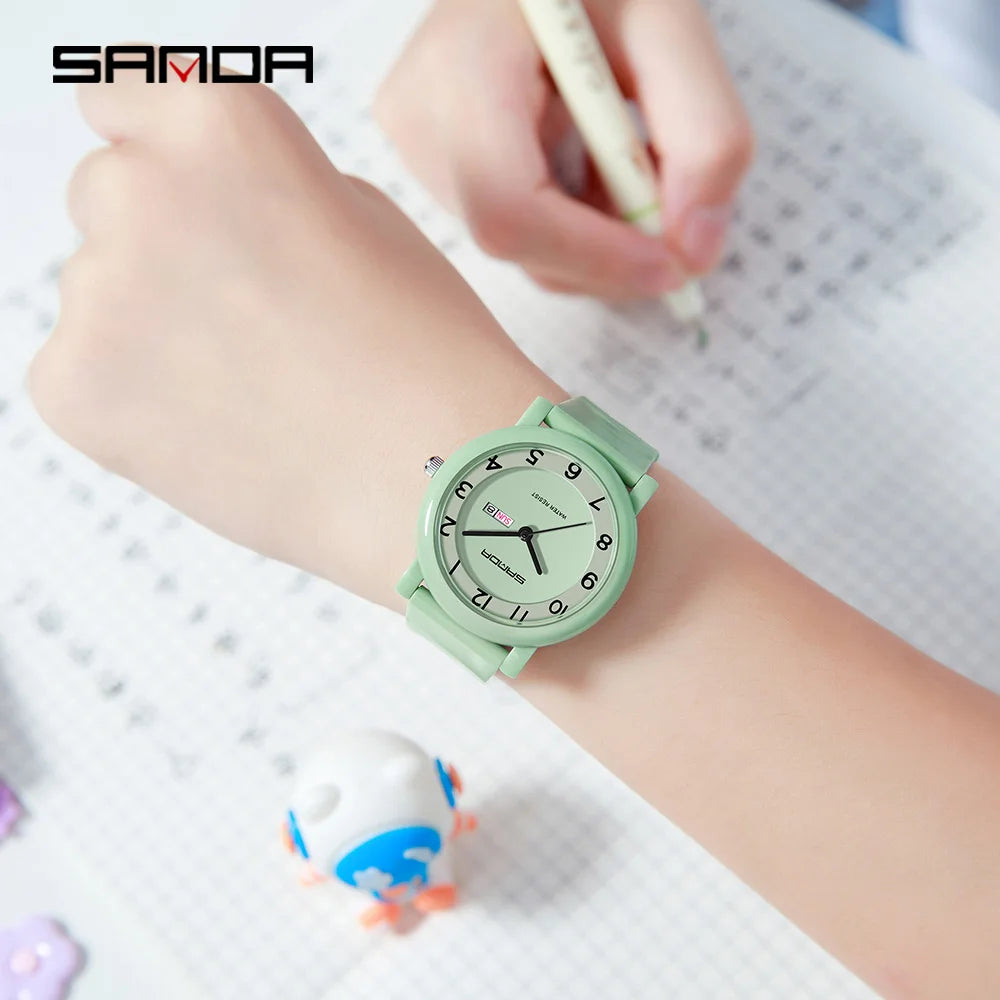 SANDA Children's Quartz Watch — Waterproof Sport Design with Dual Calendar