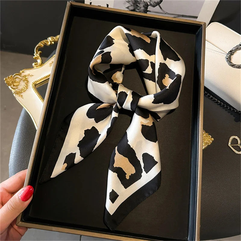 SENAIFEI Printed Silk Scarf — Luxury Square Shawl & Decorative Headband