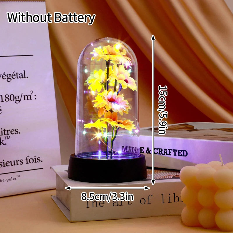 Eternal Rose in Glass Dome — LED Light Decorative Flower Gift