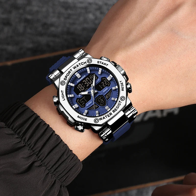 foxbox Men's Dual Display Sport Watch — Luminous Quartz Analog-Digital Timepiece
