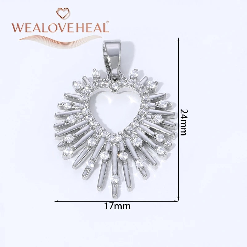Sun Shaped Zirconia Pendants — 18K Gold Plated Jewelry Findings for DIY Crafts