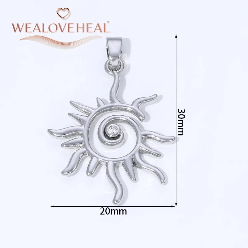 Sun Shaped Zirconia Pendants — 18K Gold Plated Jewelry Findings for DIY Crafts