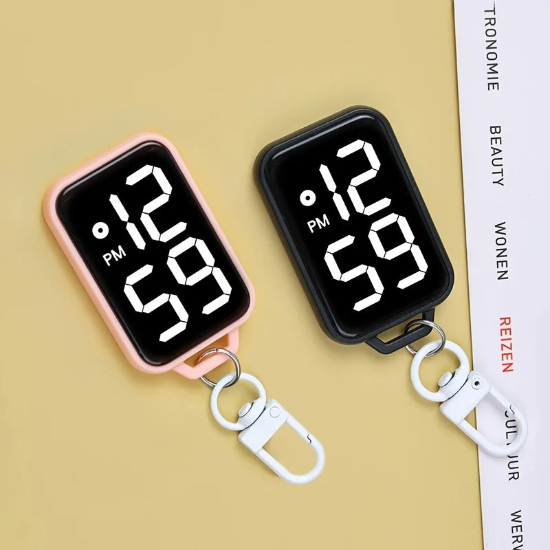 Digital LED Keychain Pocket Watch — Luminous Touch Display Pendant