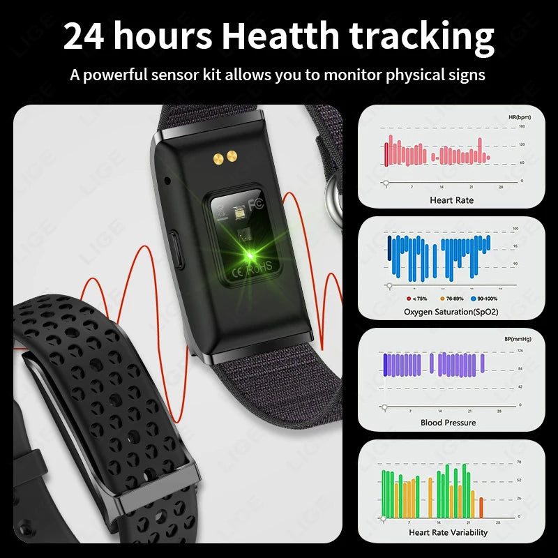 LIGE Smart Watch — Fitness Tracker with Heart Rate & Blood Oxygen Monitor