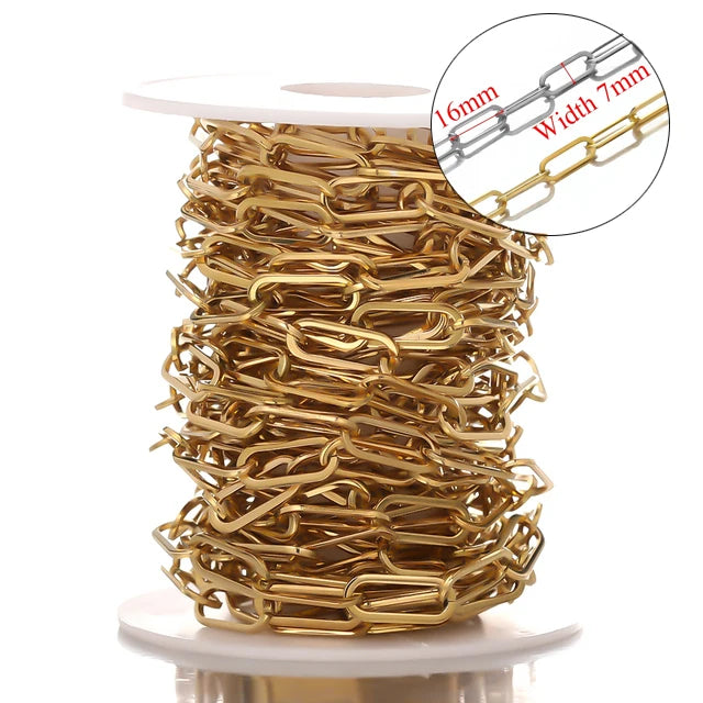 Stainless Steel Jewelry Chain — 1M Gold or Steel Link Chain for DIY Crafts