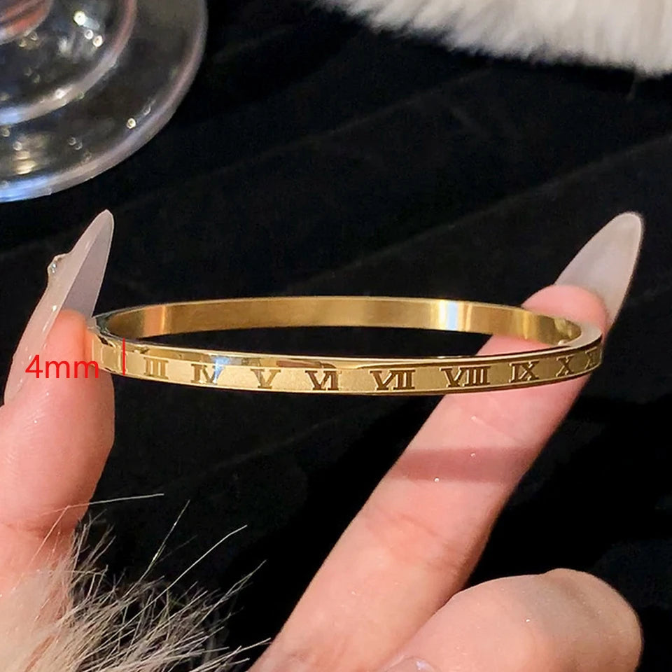 Sparkling Zirconia Stainless Steel Bracelet Set — Stackable Cuff Bangles for Women