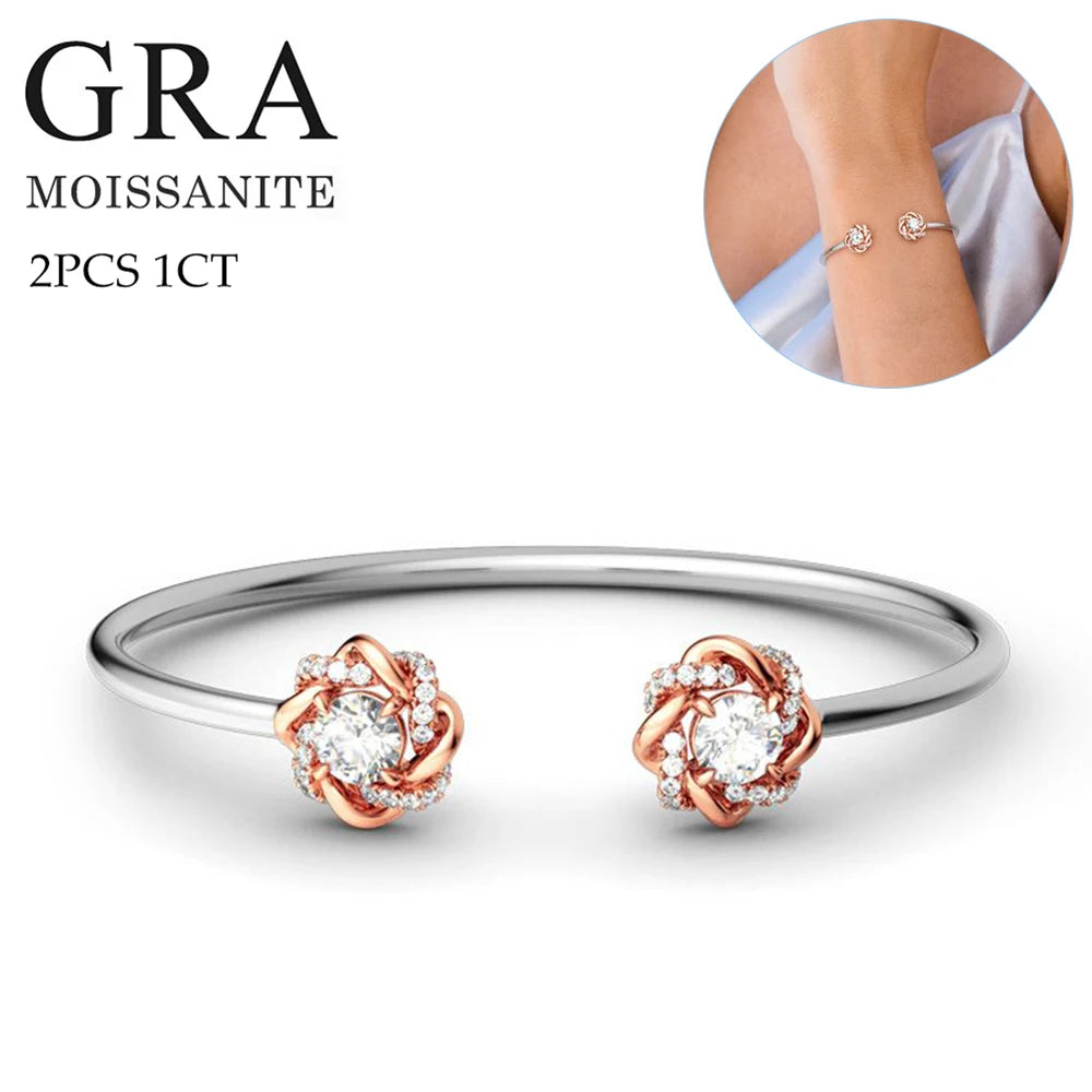 Silver Chakra Moissanite Jewelry Set — Luxury Necklace, Earrings & Bangle