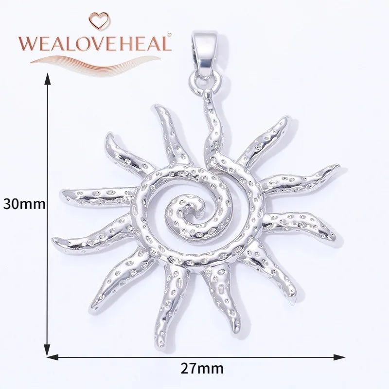 Spiral Vortex Sun Pendants — 18K Gold Plated Zirconia Charms for Jewelry Making