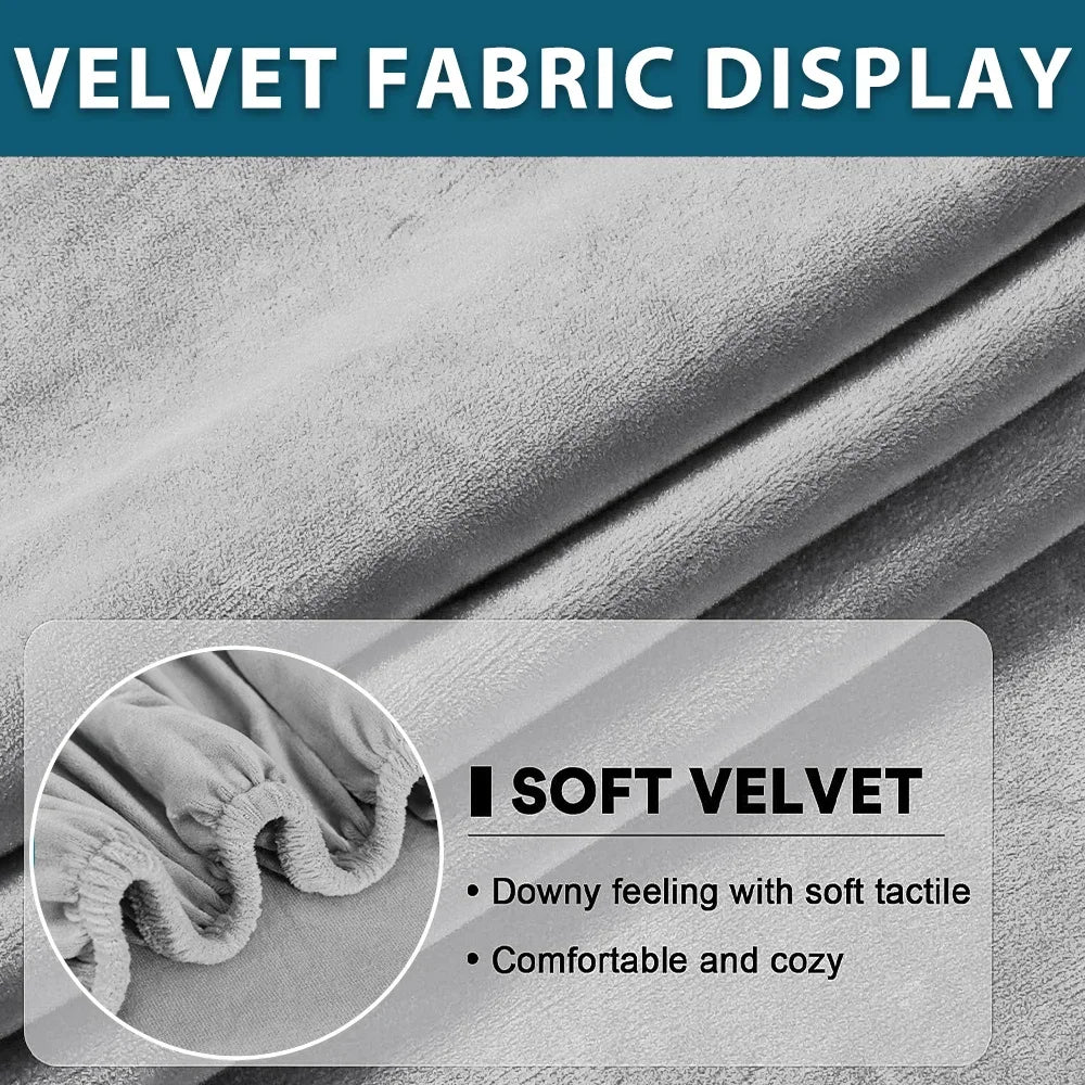 Plush Velvet Sofa Cushion Covers — Soft Stretch Furniture Protector