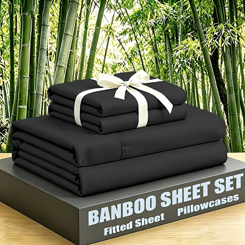 Luxury Cooling Bamboo Bed Sheet Set — Soft Breathable Bedding, Deep Pockets