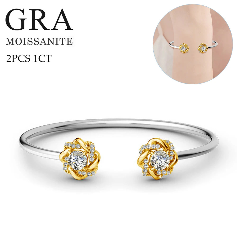 Silver Chakra Moissanite Jewelry Set — Luxury Necklace, Earrings & Bangle