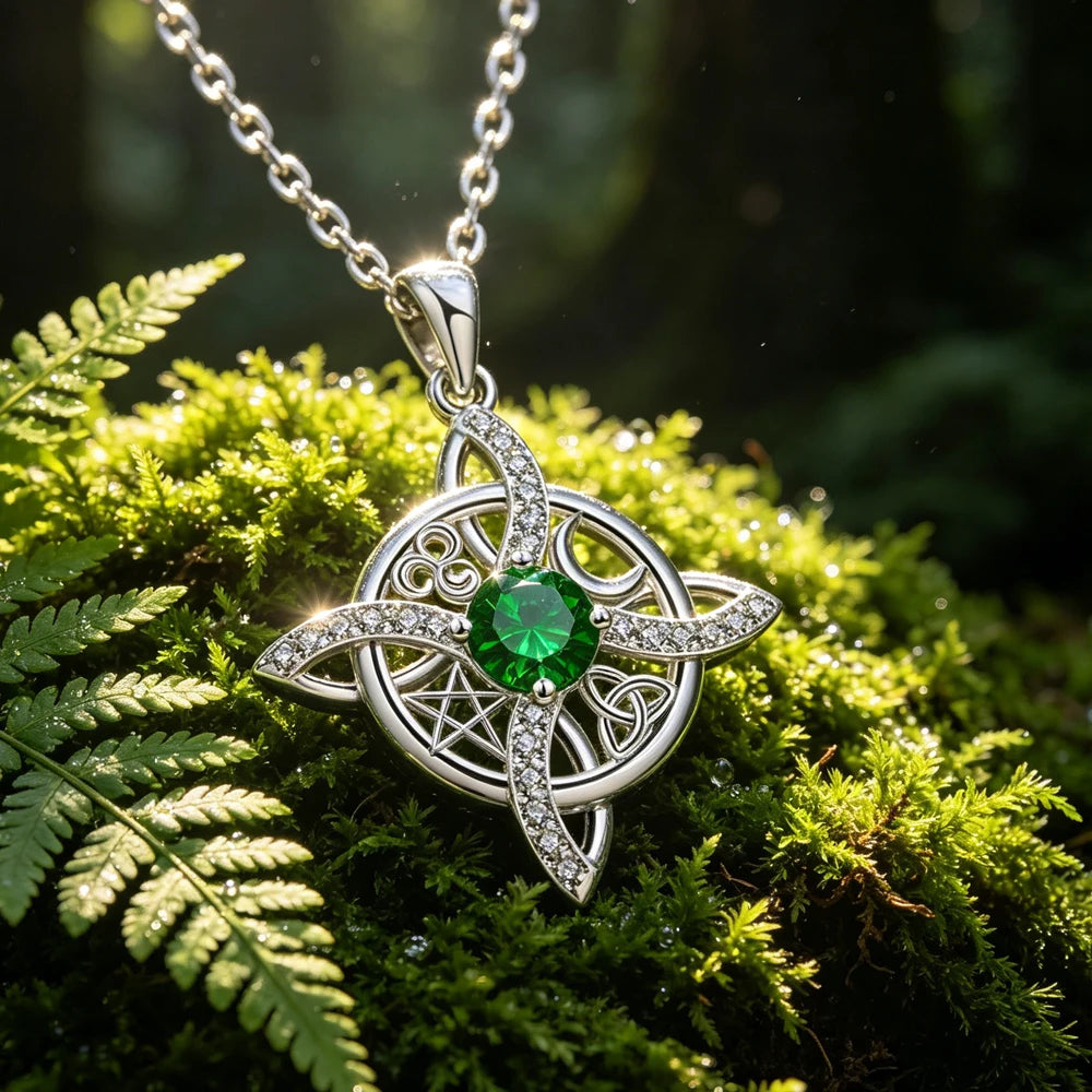 YILUOCD Mystical Birthstone Witches Knot Necklace — Vintage Crystal Pendant