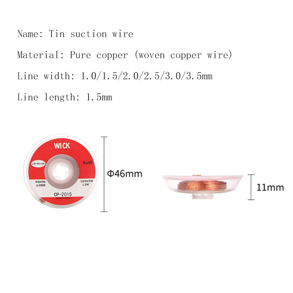 Copper Alloy Desoldering Braid — Manual Solder Remover Tool for Welding