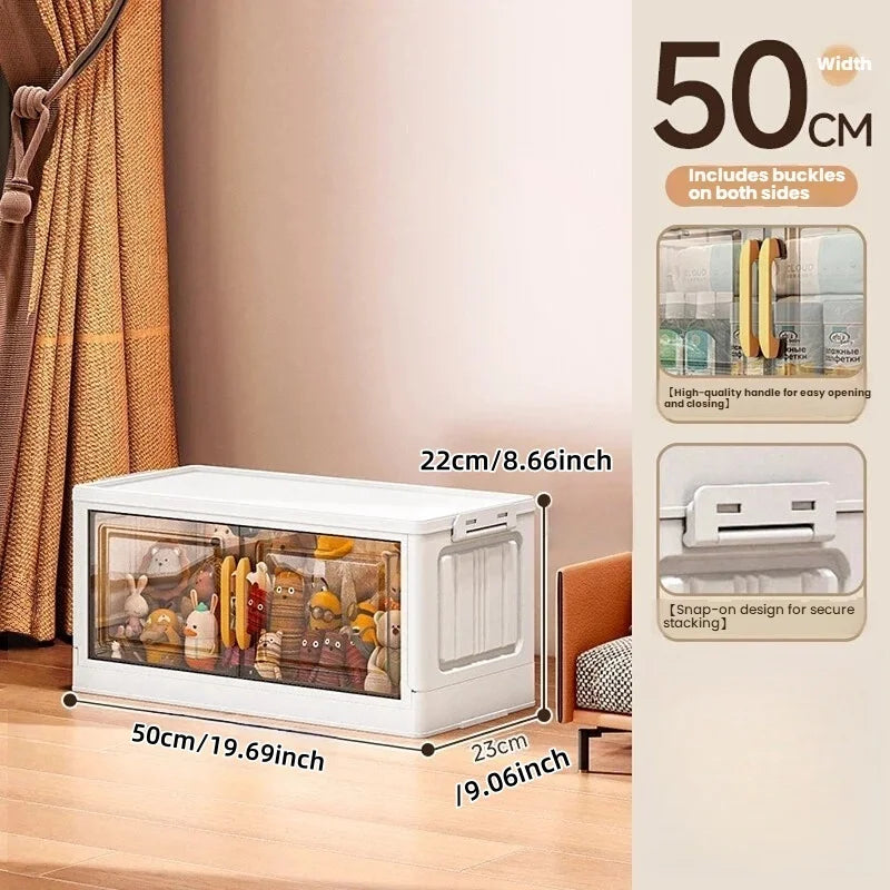 Foldable Double-Door Storage Cabinet — Space-Saving Floor Standing Organizer