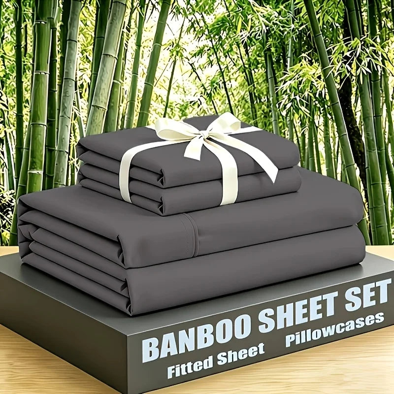 Luxury Cooling Bamboo Bed Sheet Set — Soft Breathable Bedding, Deep Pockets