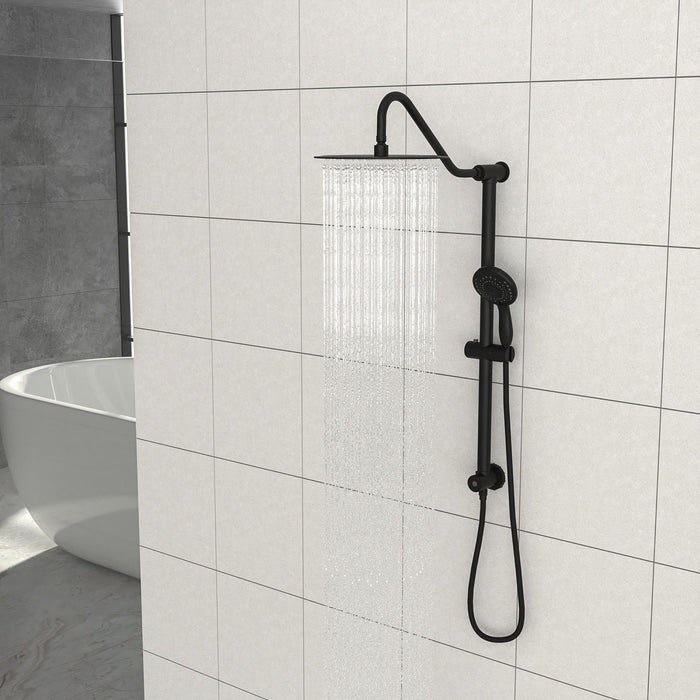 10 Inch Shower System with 5 Function Rain Hand Shower, 26.3" Slide Bar Shower Head Combo, Matte Black
