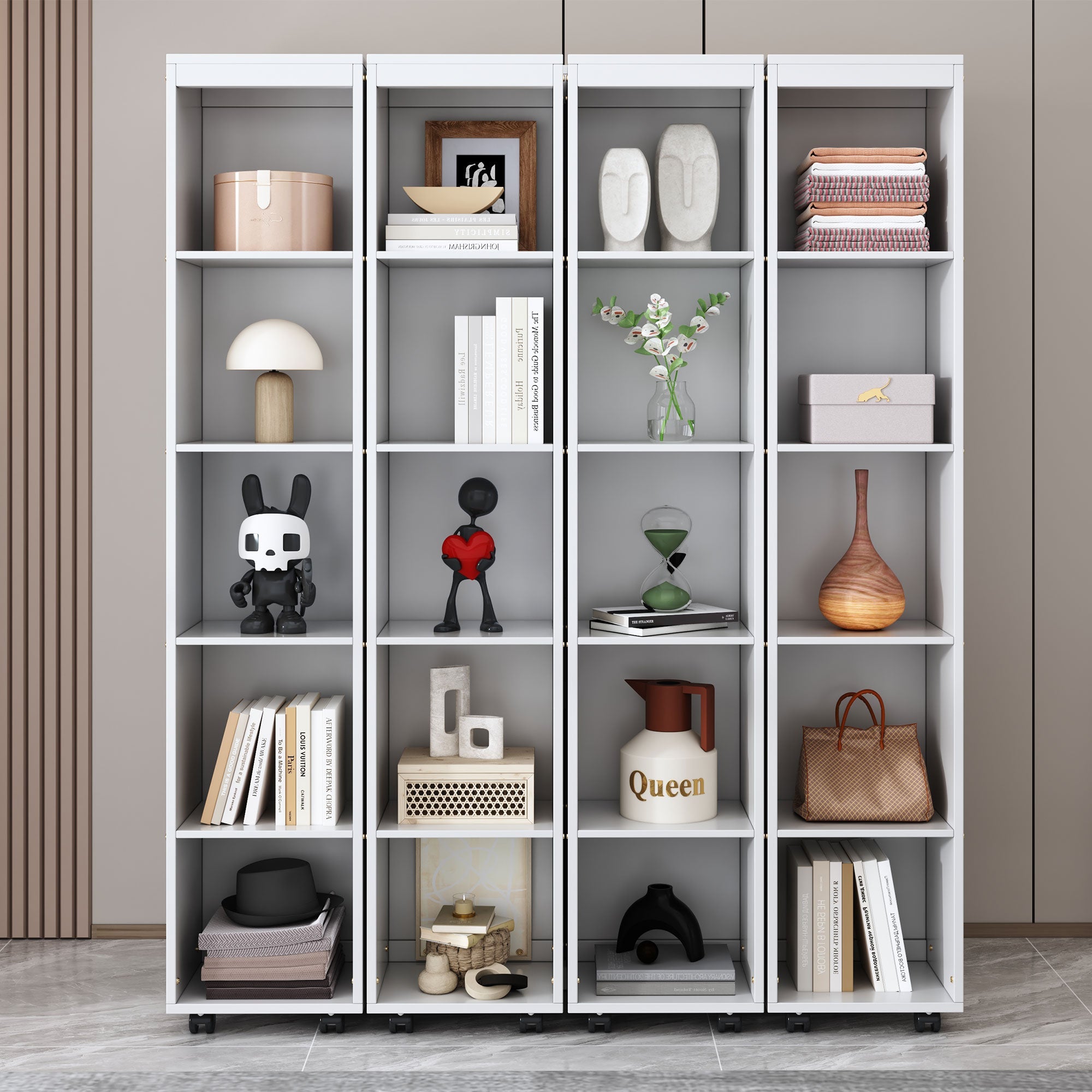 Queen Murphy Bed Wall Bed with Storage Doors, White(OLD SKU:LP000381AAK)