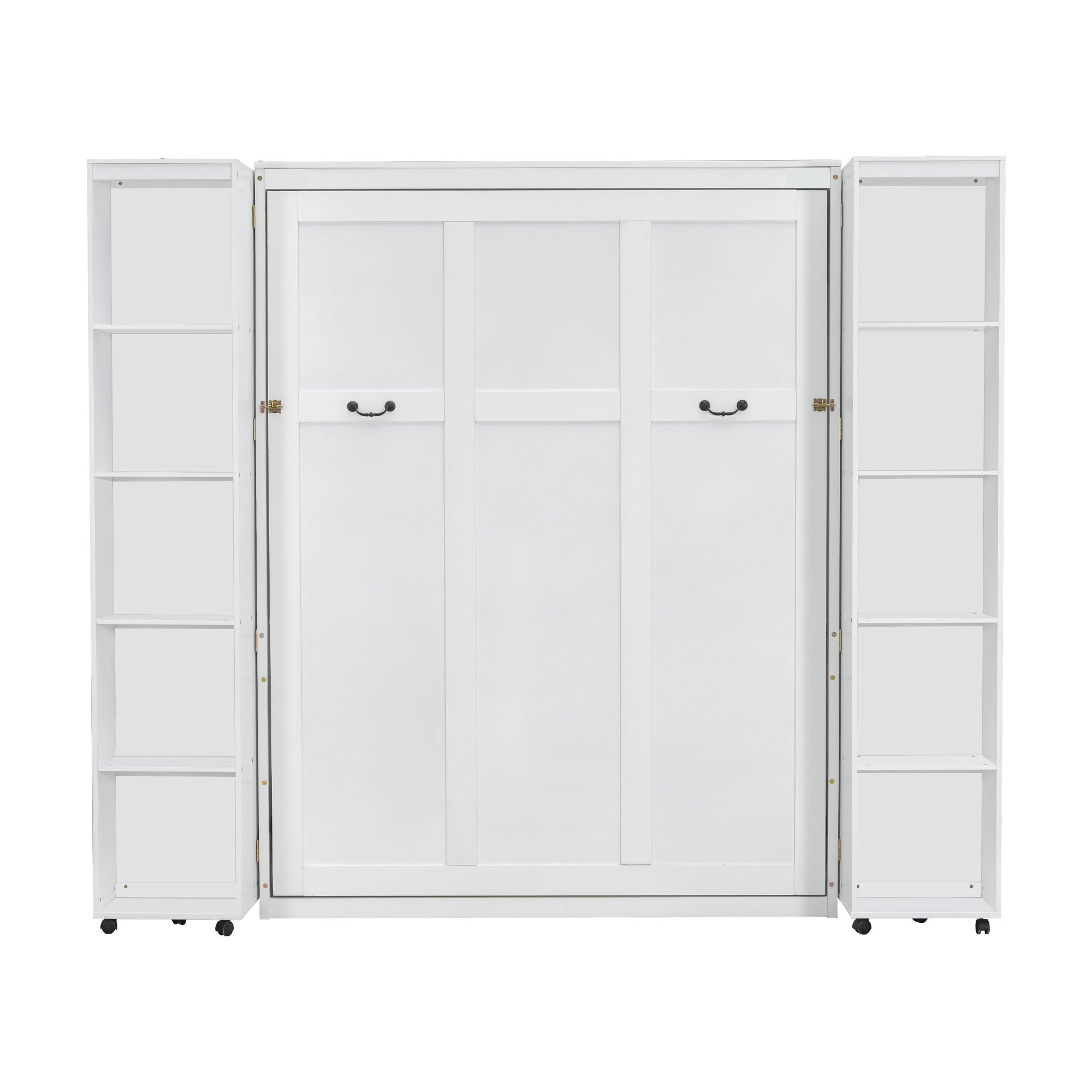 Queen Murphy Bed Wall Bed with Storage Doors, White(OLD SKU:LP000381AAK)