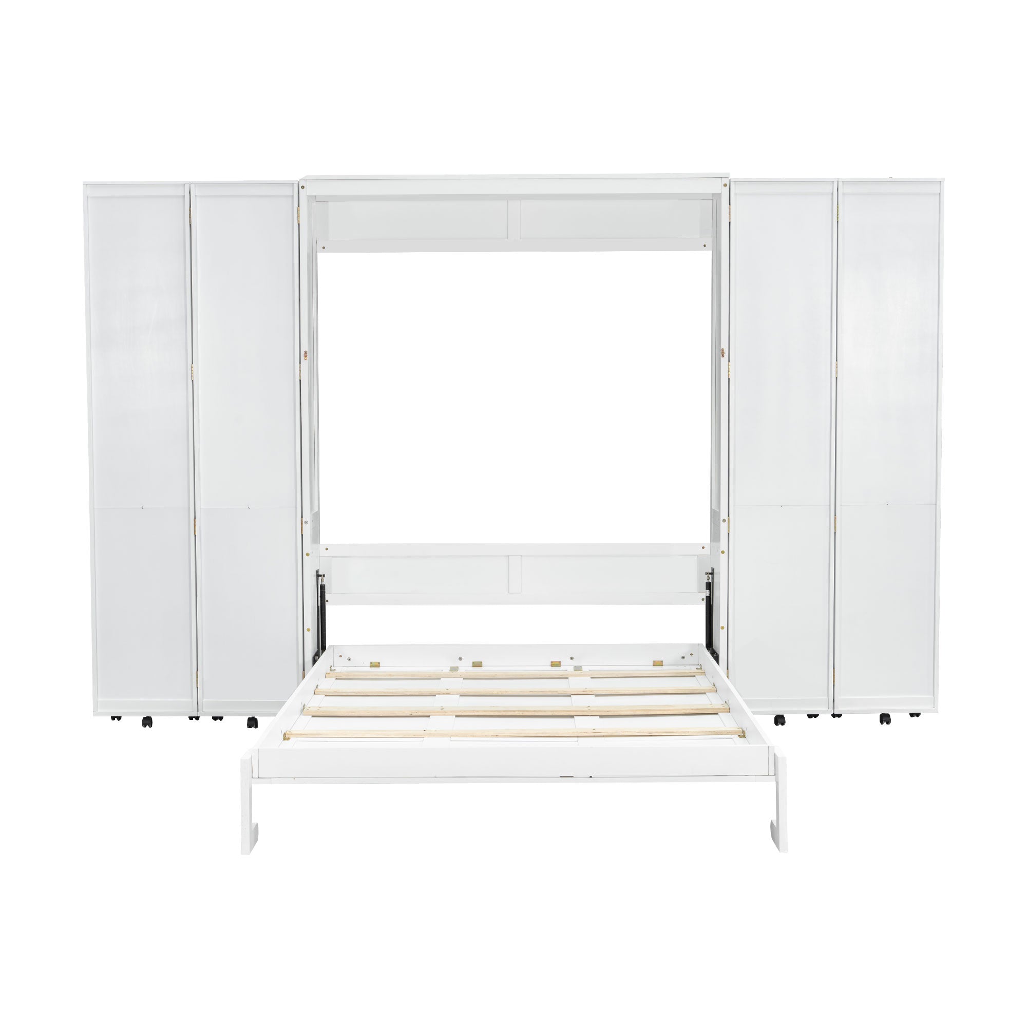 Queen Murphy Bed Wall Bed with Storage Doors, White(OLD SKU:LP000381AAK)