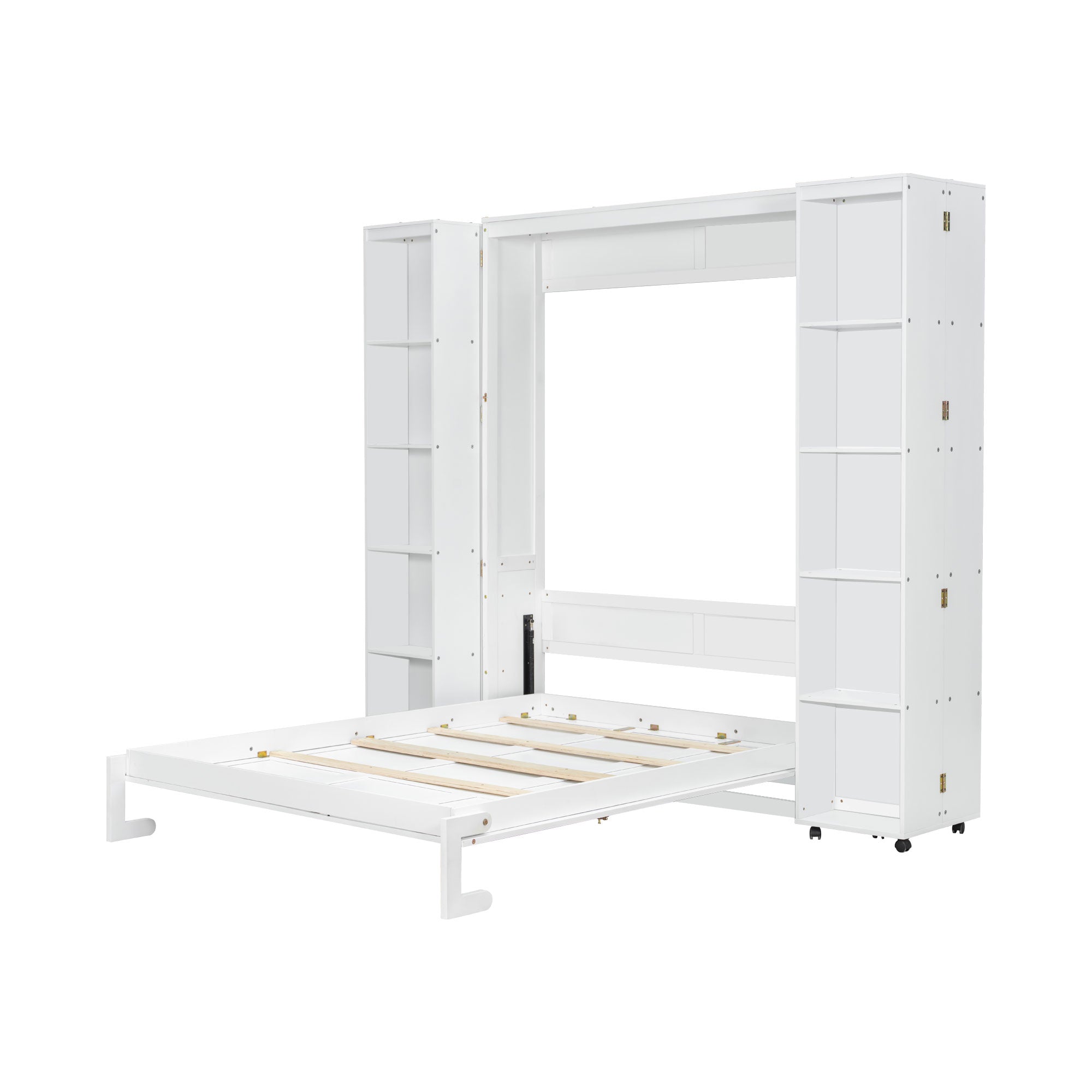 Queen Murphy Bed Wall Bed with Storage Doors, White(OLD SKU:LP000381AAK)