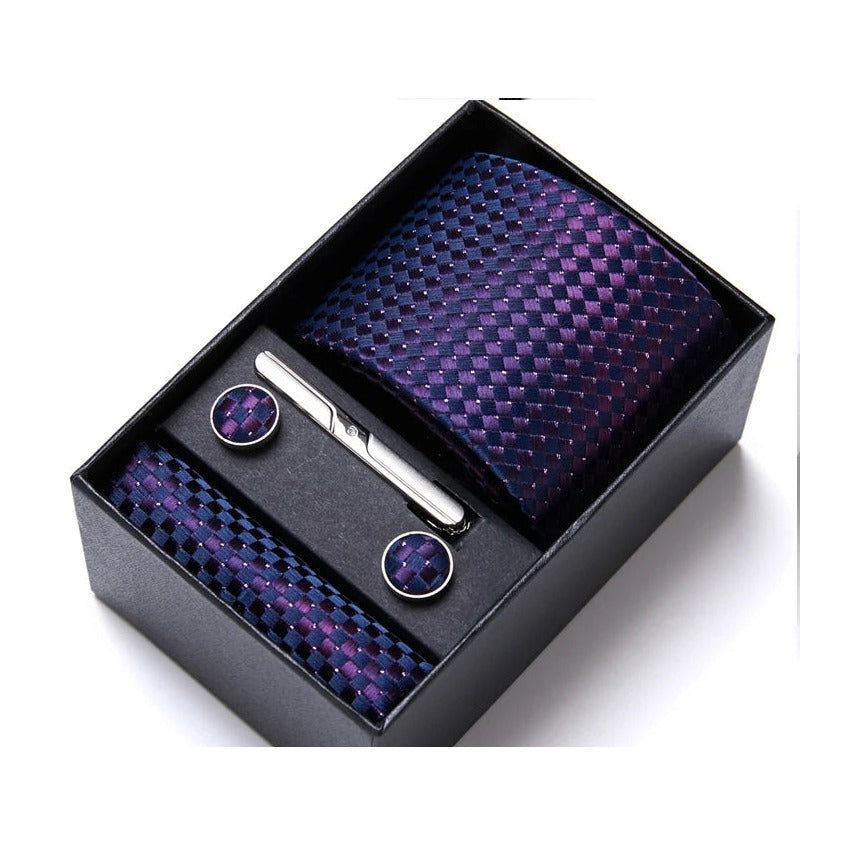 VanGise Men's Necktie Set — Business Tie, Cufflinks, and Pocket Square Kit