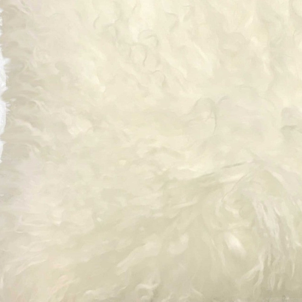 20" Creamy Genuine Tibetan Lamb Fur Pillow With Microsuede Backing
