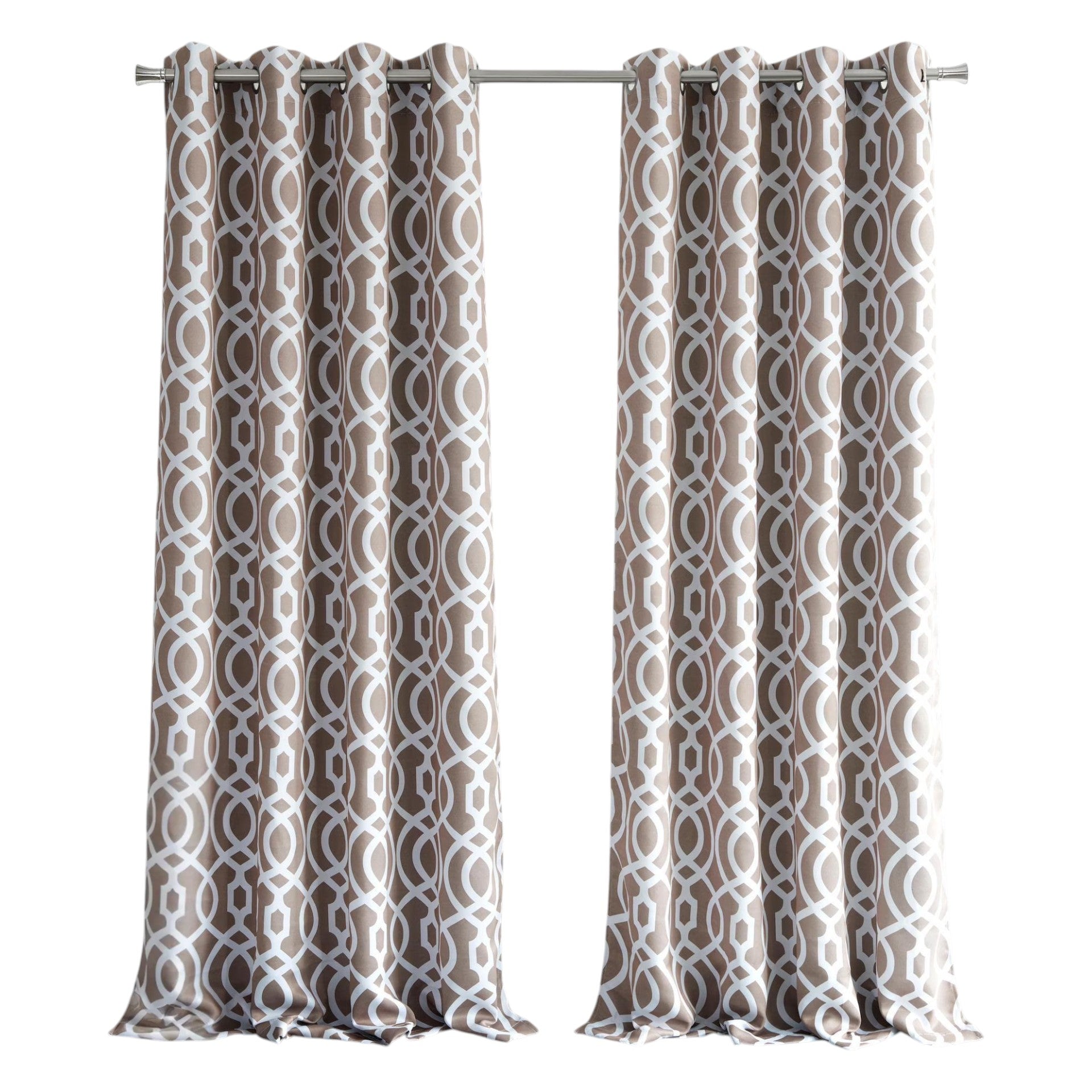 84" Taupe Trellis Black Out Window Curtain Panel