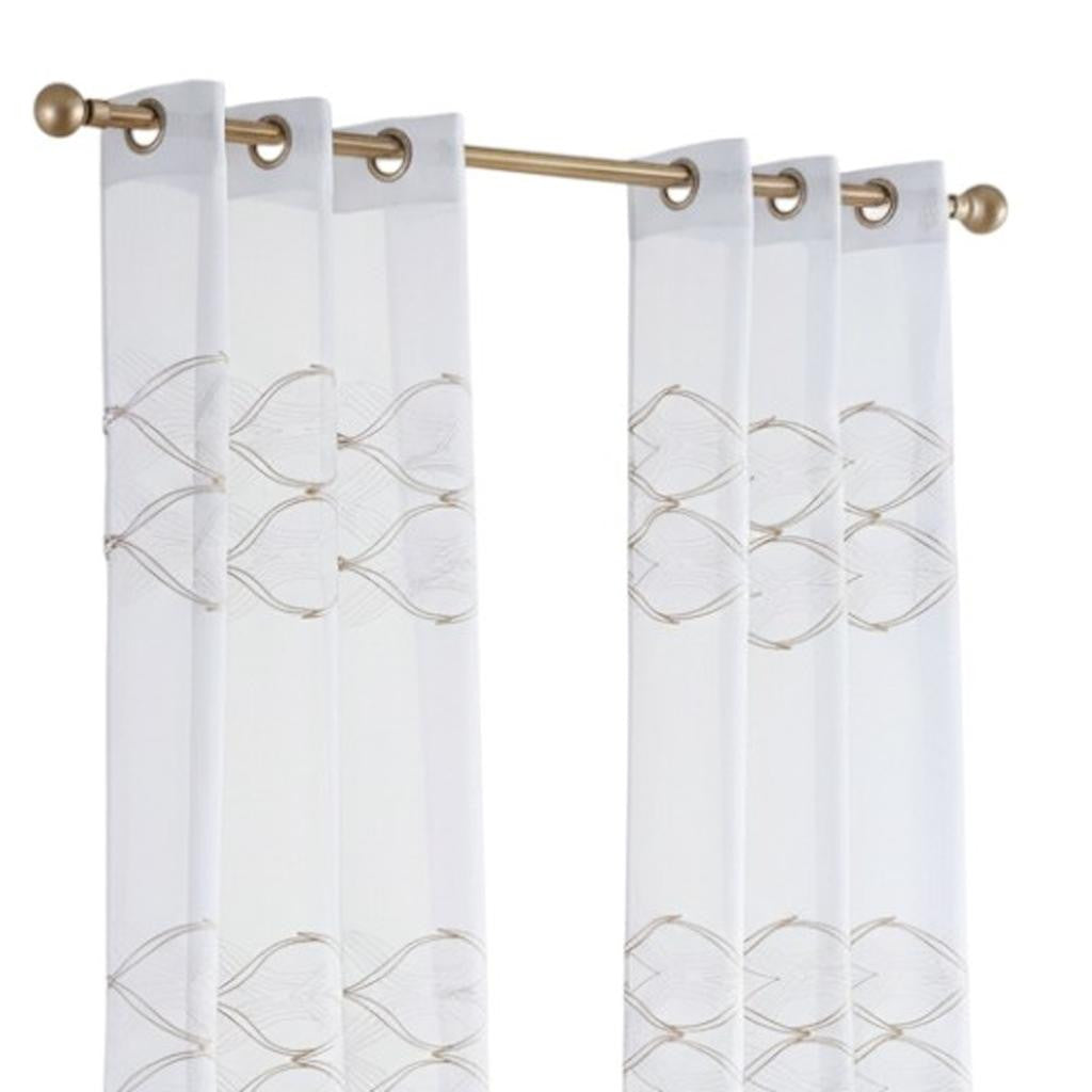 Set of Two 84" Gold Wave Embroidered Window Panels