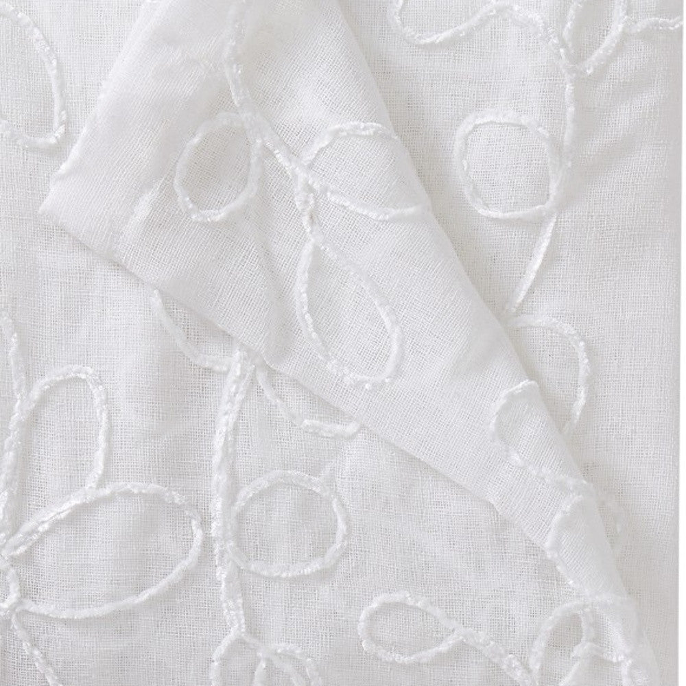 Set of Two 84" White Floral Embroidered Window Panels