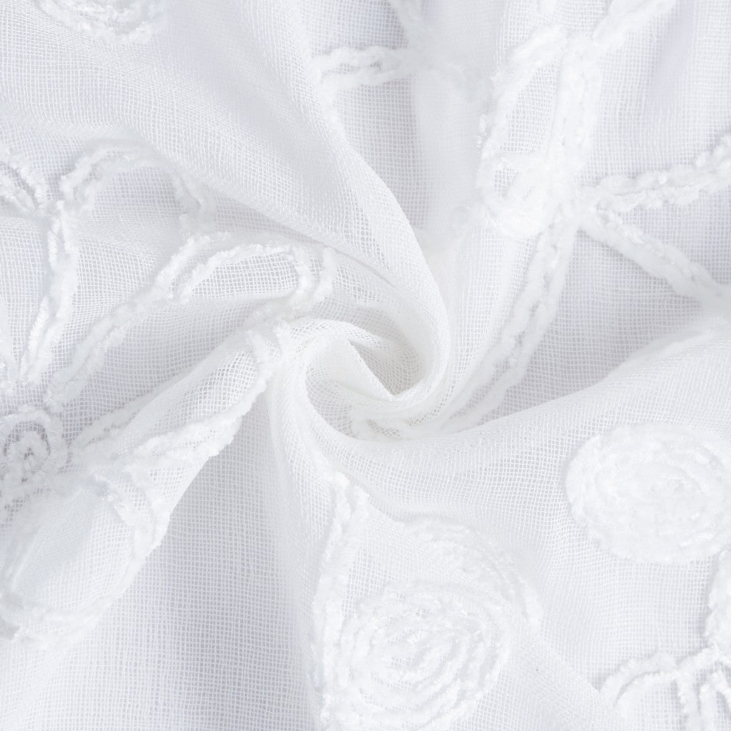 Set of Two 84" White Floral Embroidered Window Panels