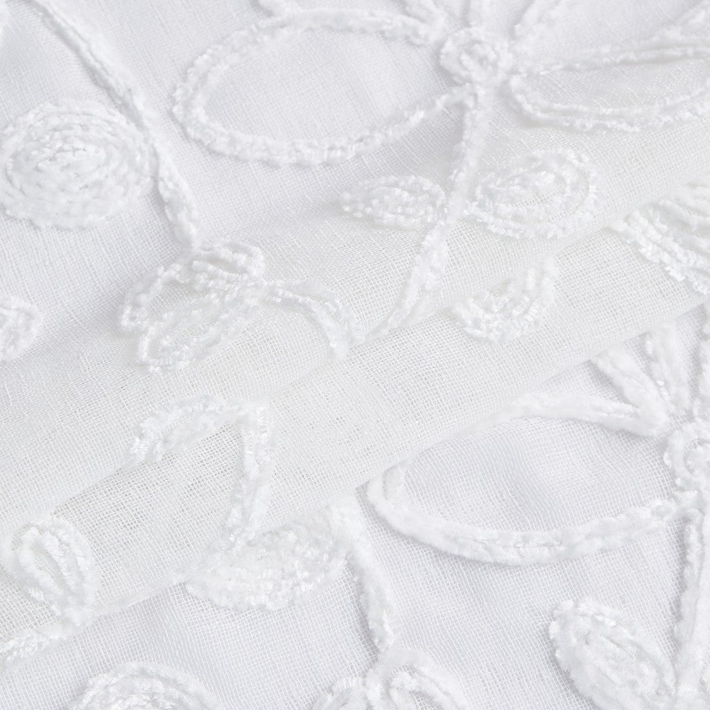 Set of Two 84" White Floral Embroidered Window Panels