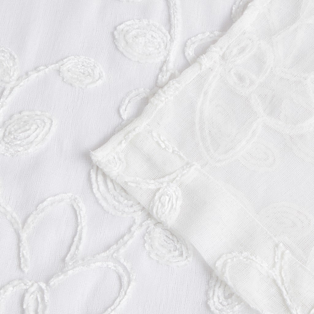 Set of Two 84" White Floral Embroidered Window Panels
