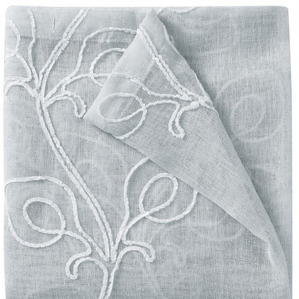 Set of Two 96" Silver Boho Embroidered Window Panels