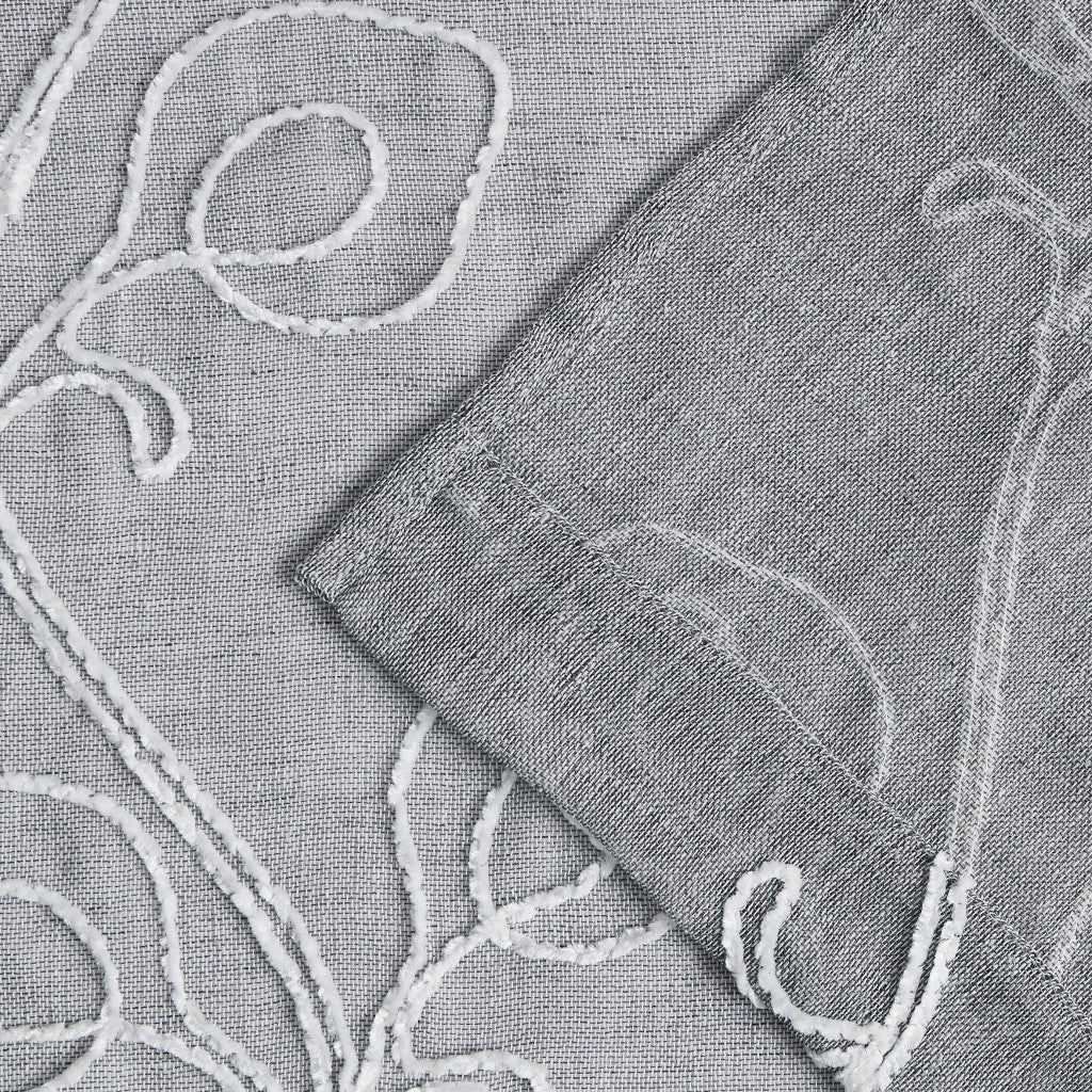 Set of Two 96" Silver Boho Embroidered Window Panels