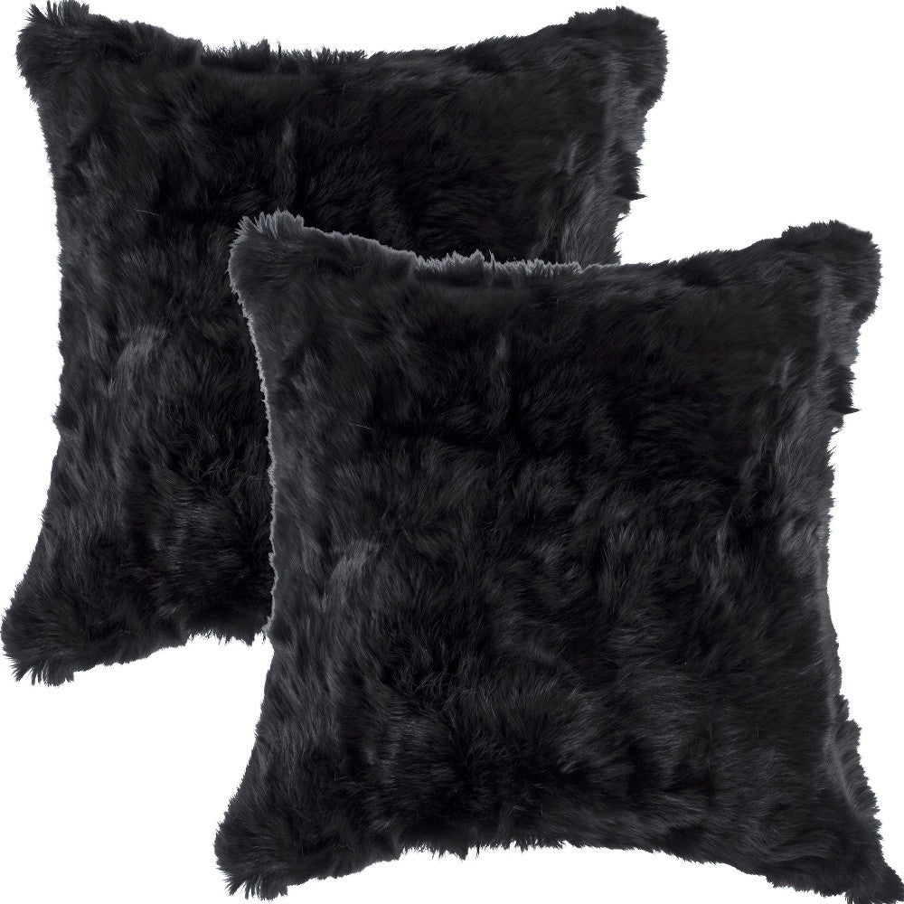 Set of Two 18" Black Throw Pillows
