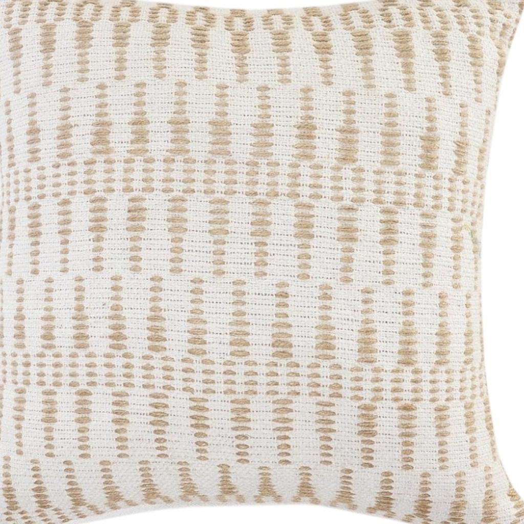 20" X 20" Tan And Beige Jute Zippered Pillow