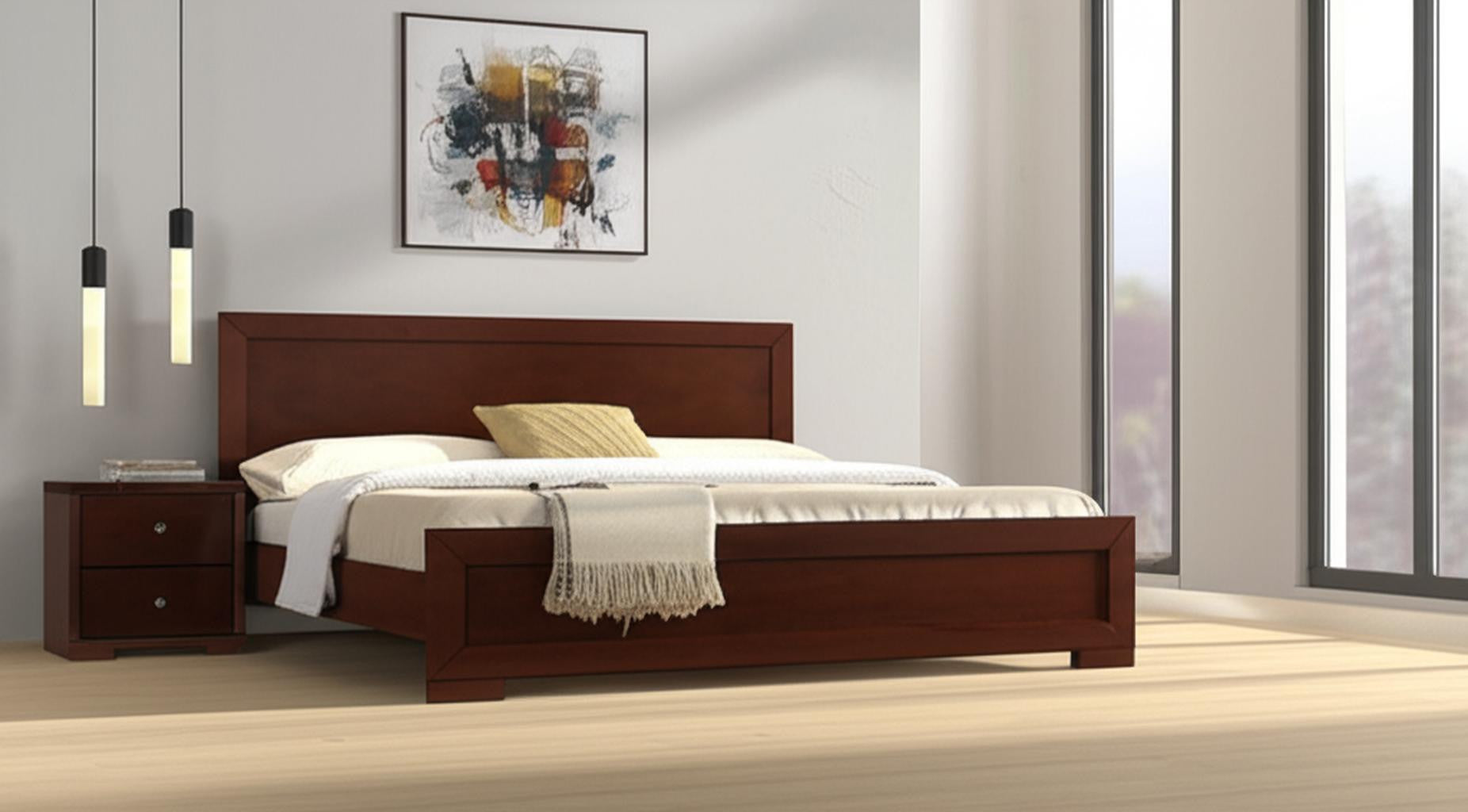 Two Piece Brown Solid and Manufactured Wood Bedroom Set
