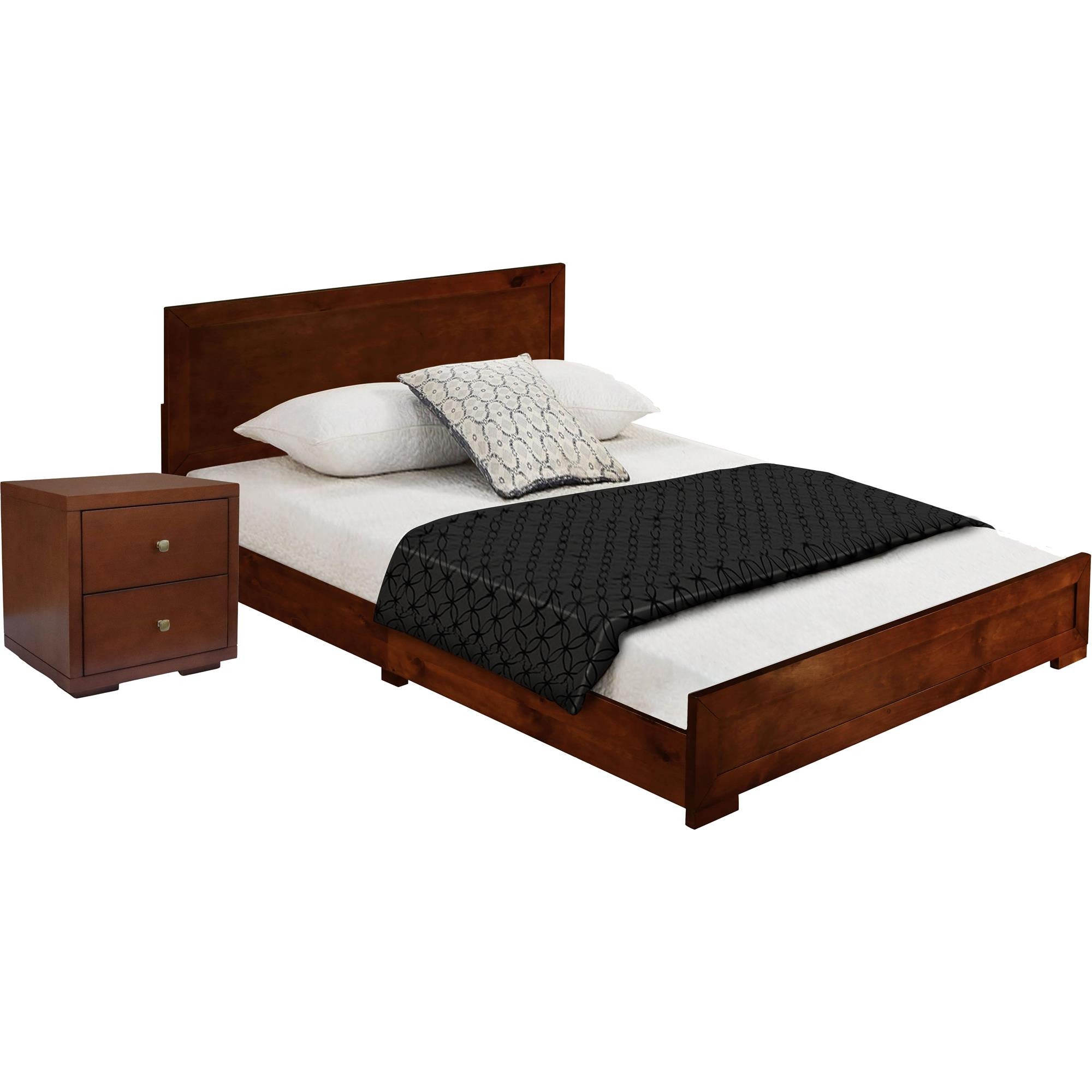Two Piece Brown Solid and Manufactured Wood Bedroom Set