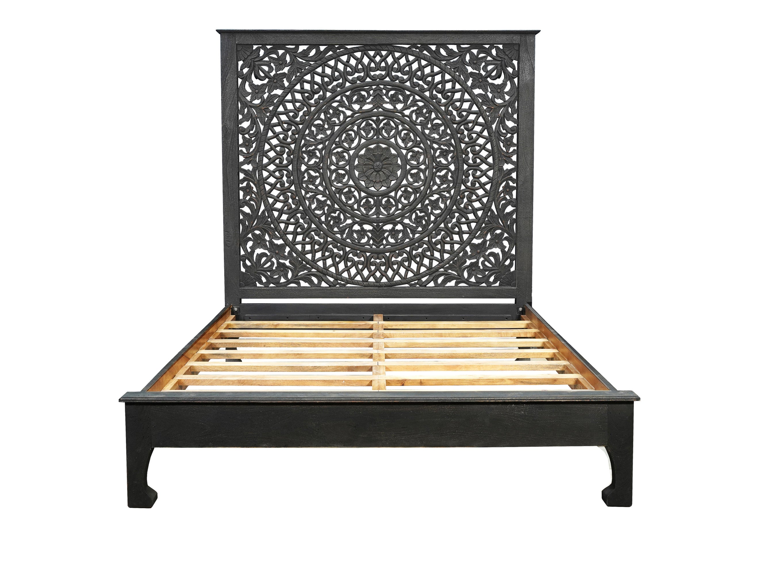 Three Piece Black Solid Wood Bedroom Set