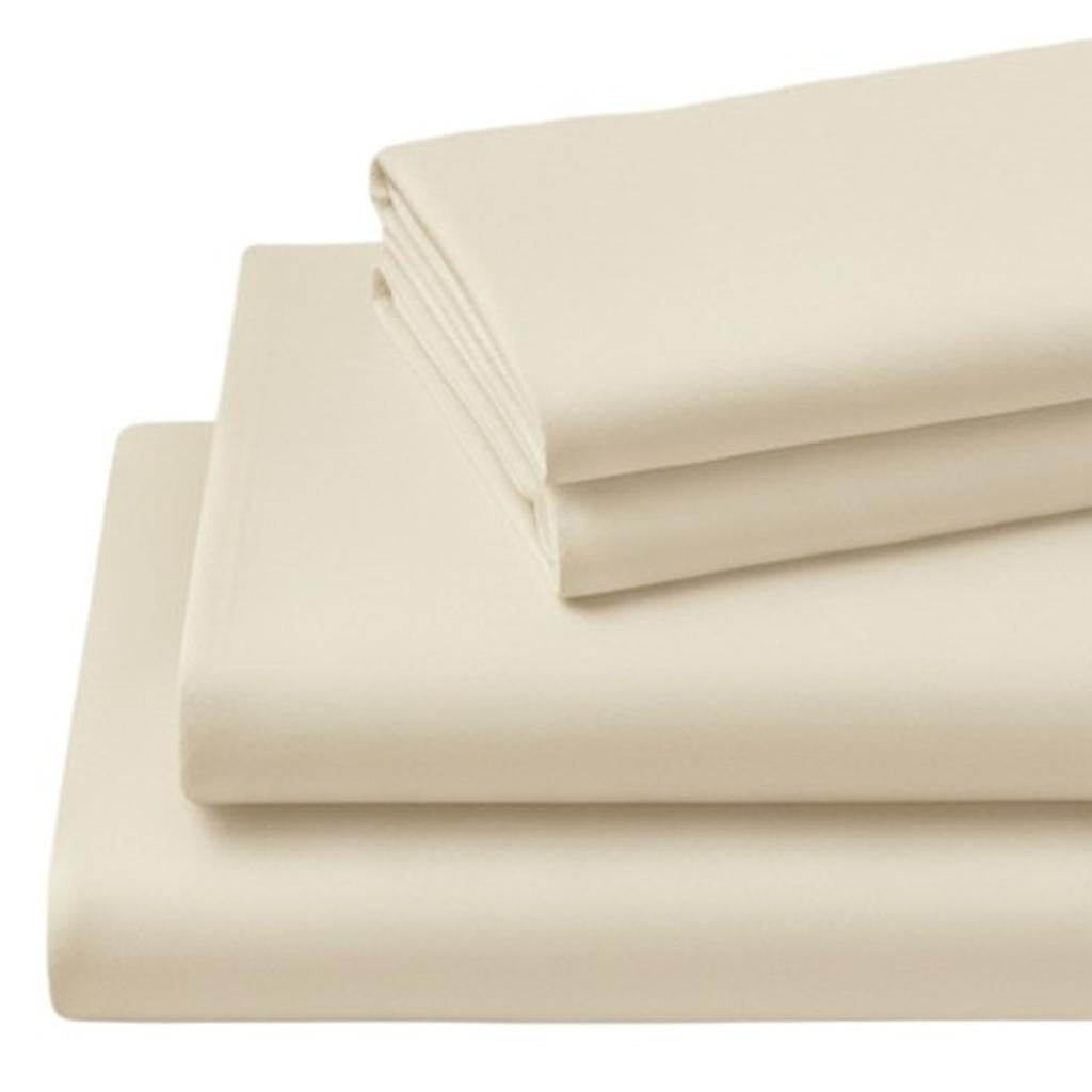 Four Piece Ivory Cotton King Sheet Set