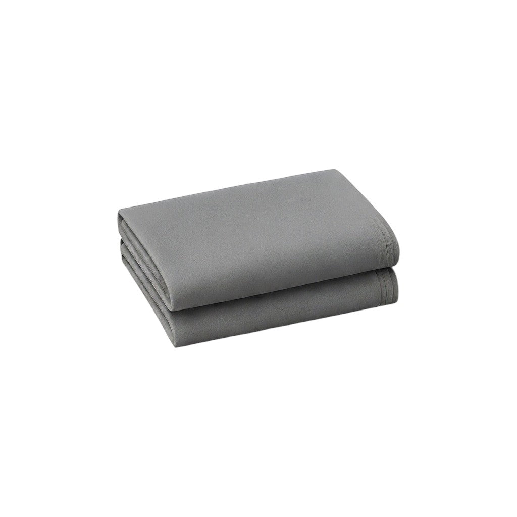 Set of Two Light Gray Cotton King Pillowcases
