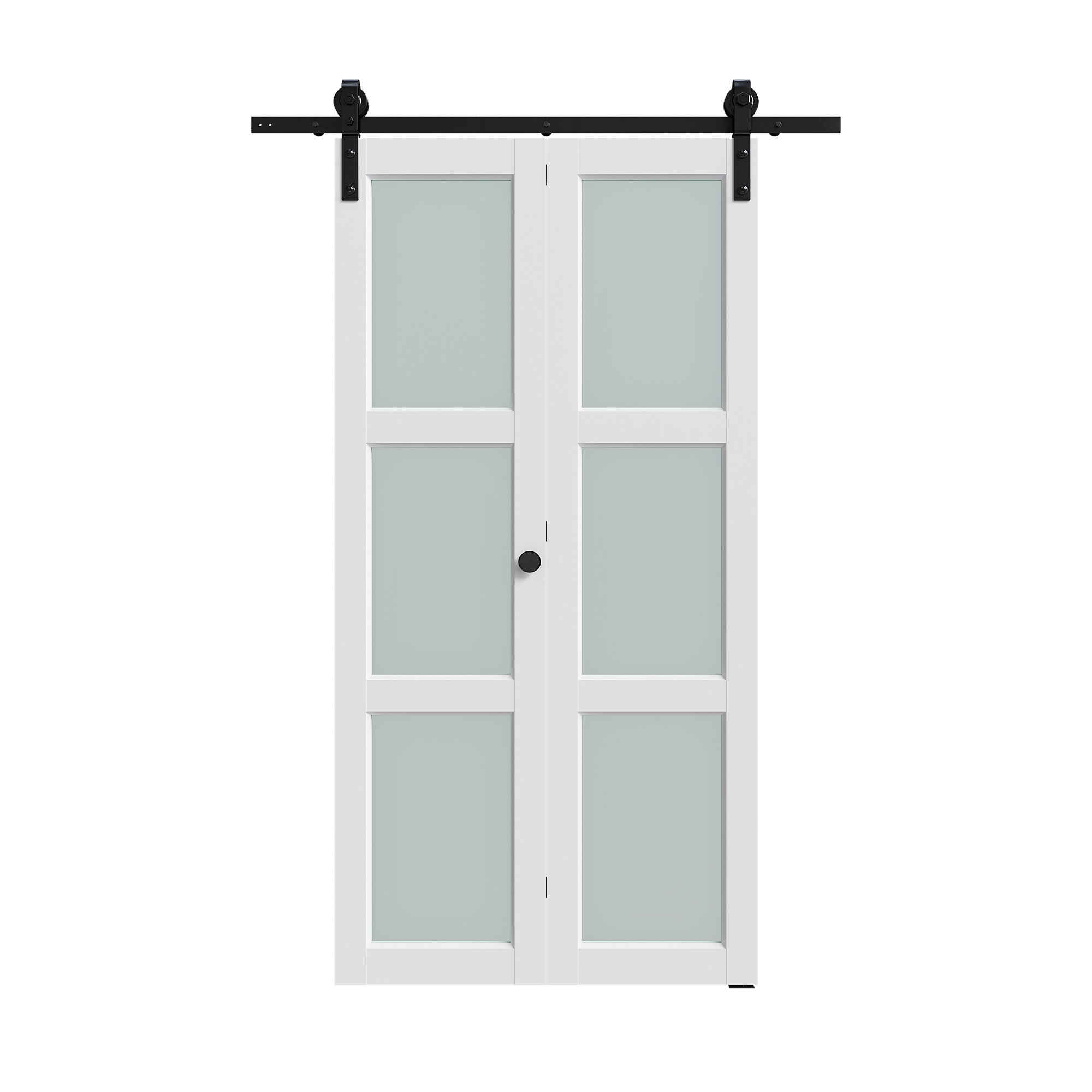 Set Of Two 84" X 32" White Glass Bi-Fold Door