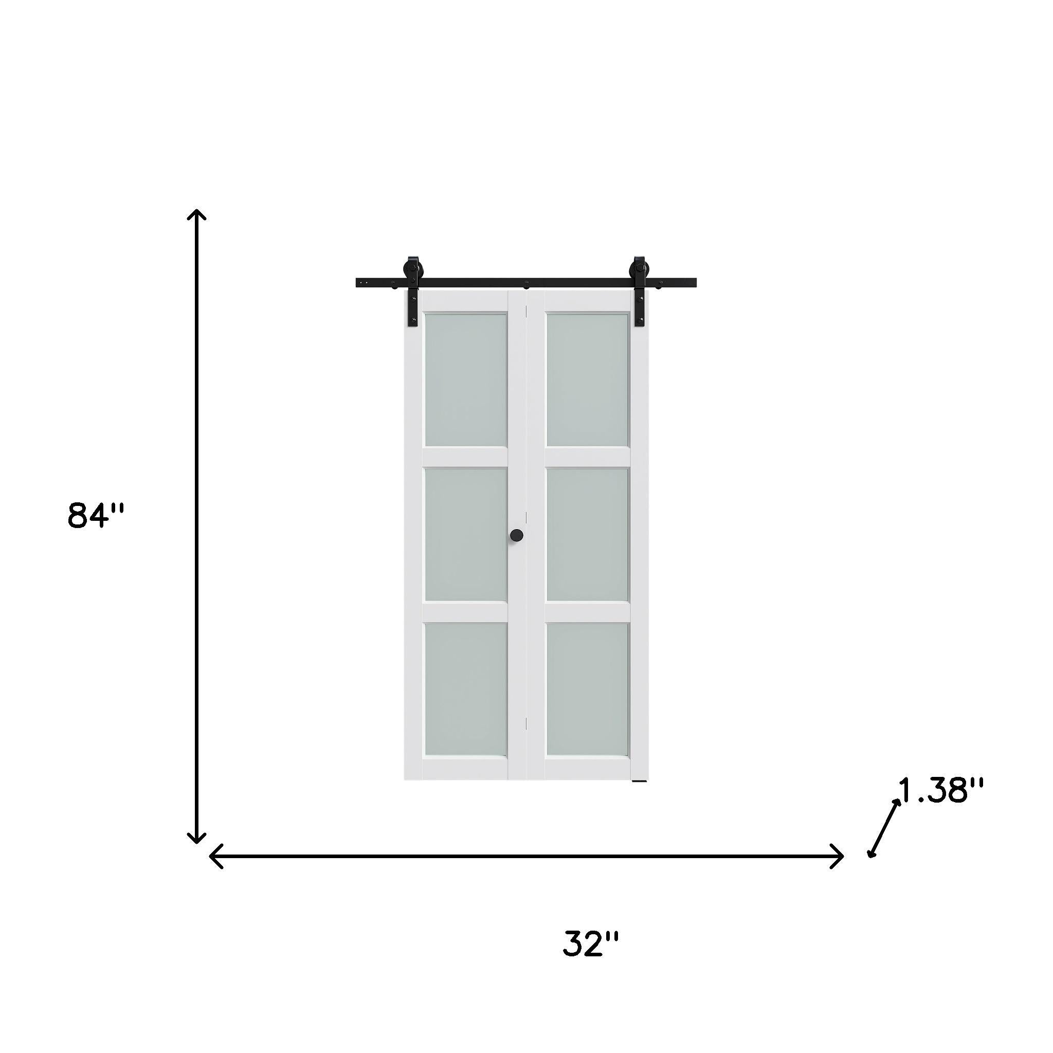 Set Of Two 84" X 32" White Glass Bi-Fold Door